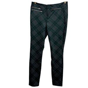 DESIGN LAB Dress Pants Size 29 Green Plaid Skinny Stretch Ponte Knit Lord & Tayl